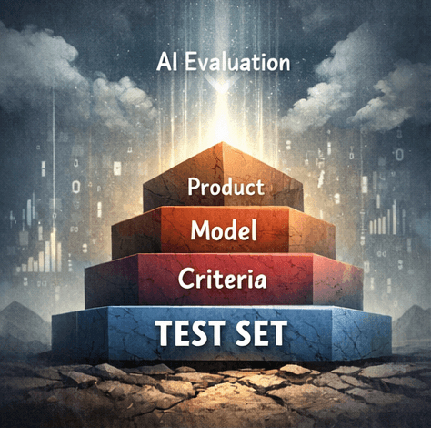 A pyramid illustrating AI evaluation coverage from common to edge cases