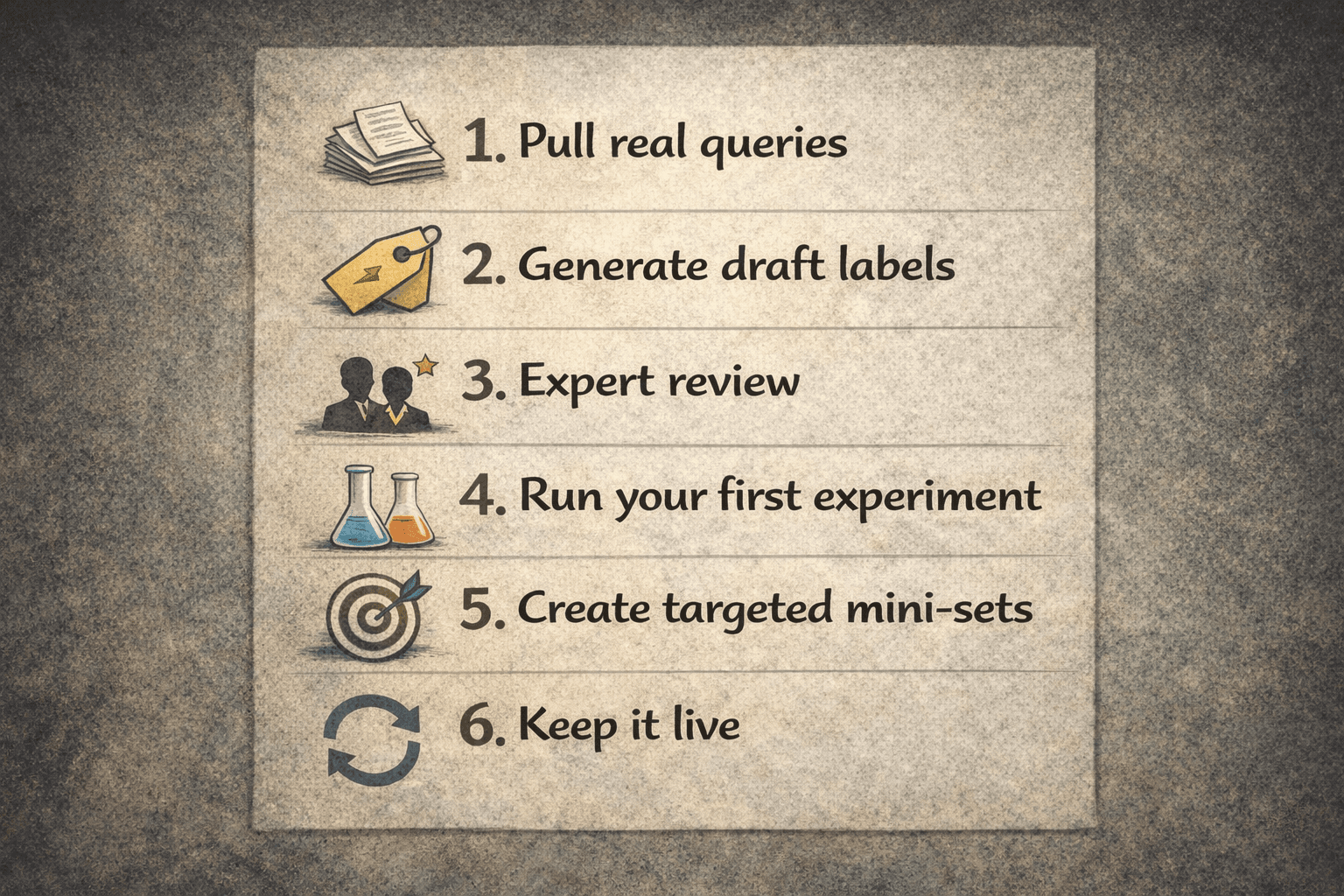 A checklist of steps for building a test set