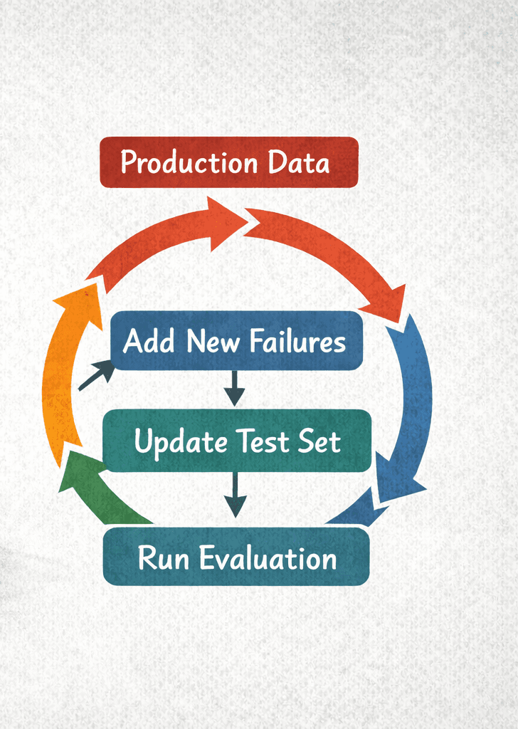 A wheel illustrating the iterative process of improving test sets